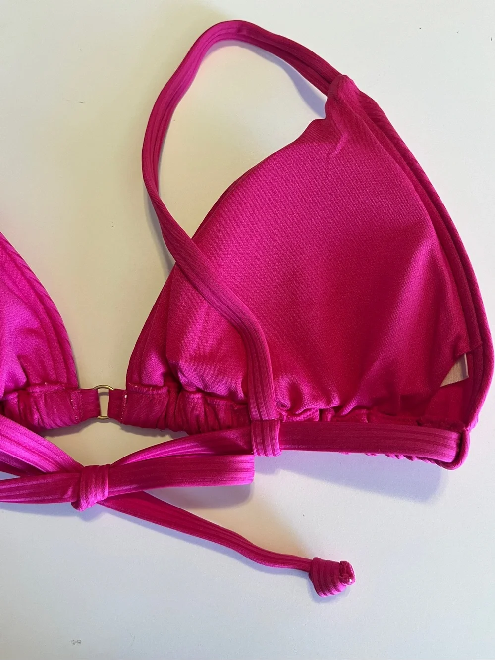 Time and Tru Women’s Ottoman Rib Triangle Bikini Top Size M (8-10) Fuchsia New